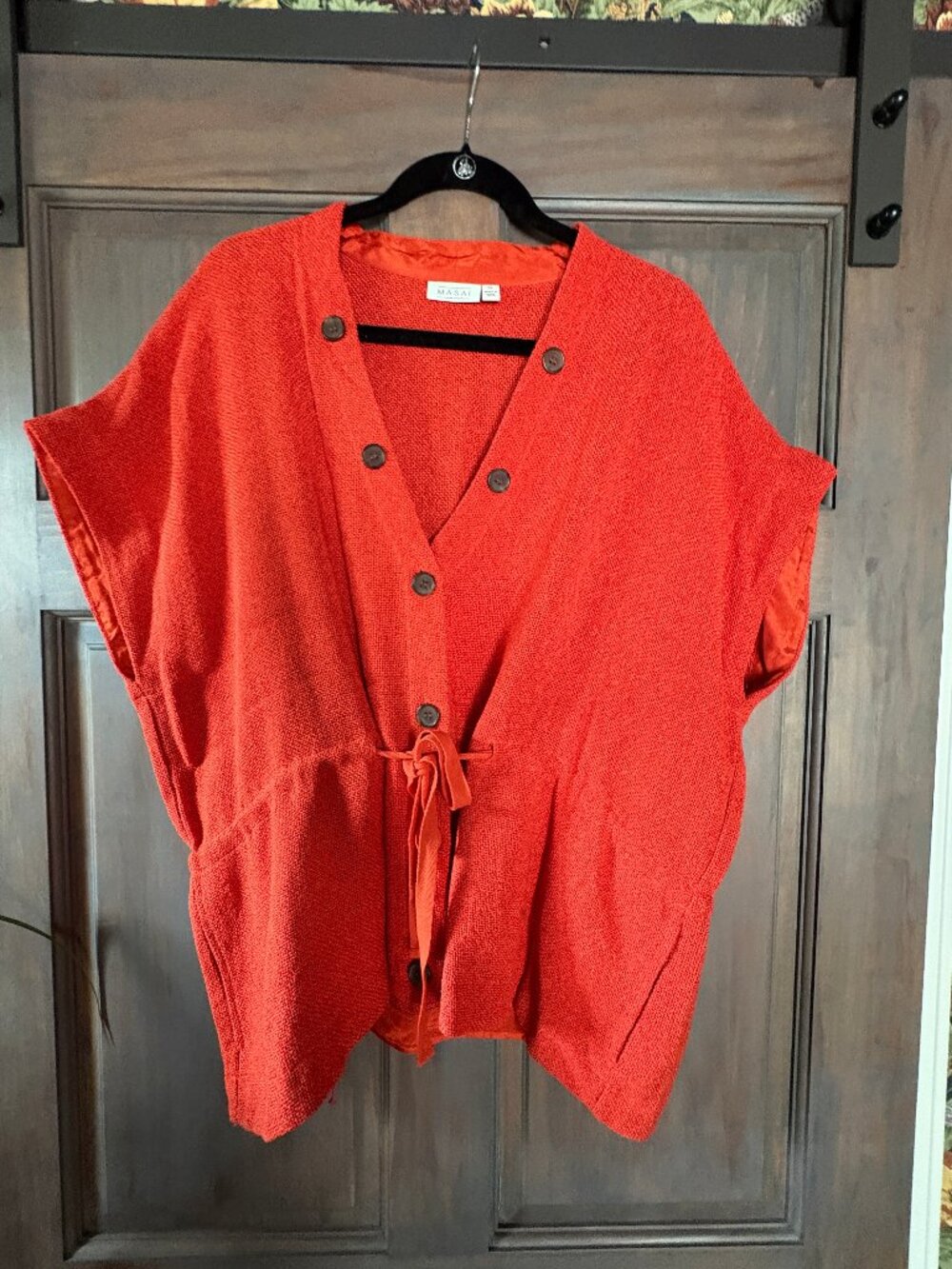 Masai Copenhagen Sweater- with drawstring and pockets- size XL Deep orange